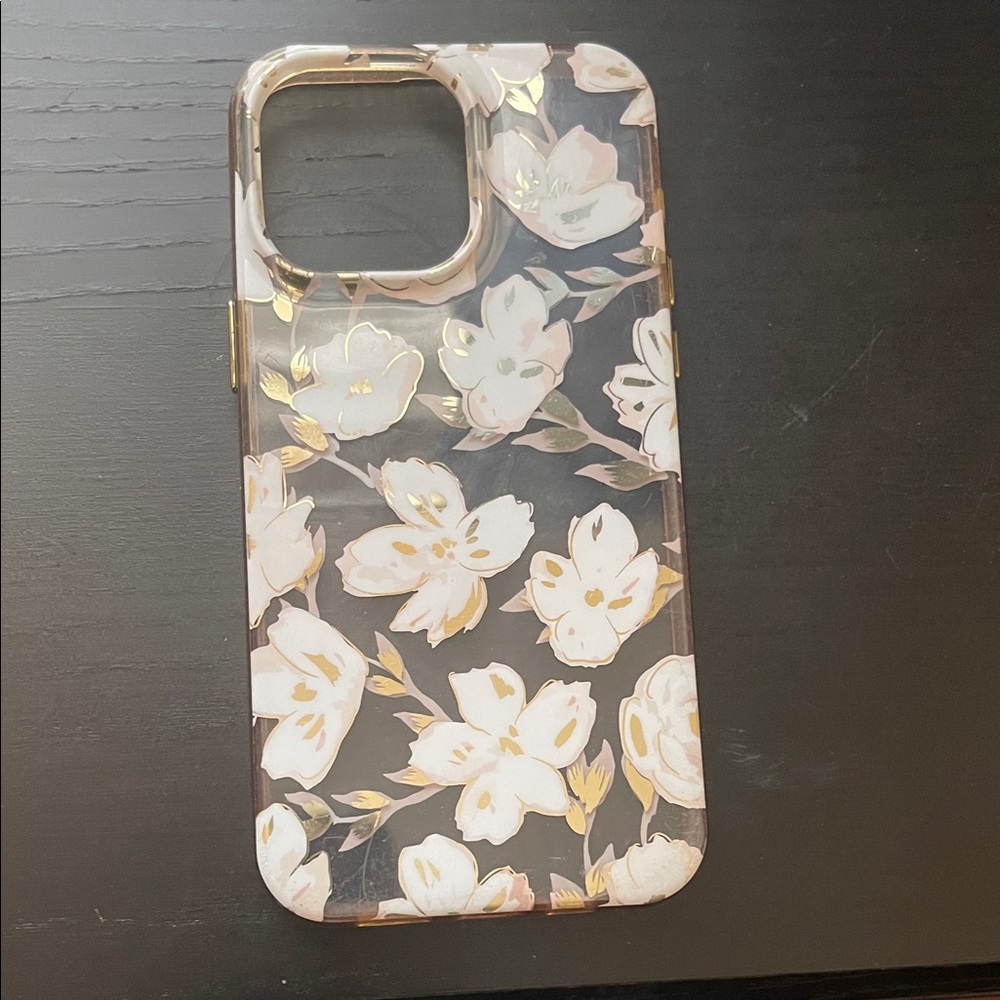 Used/Floral Pattern Phone Case - Gold and White